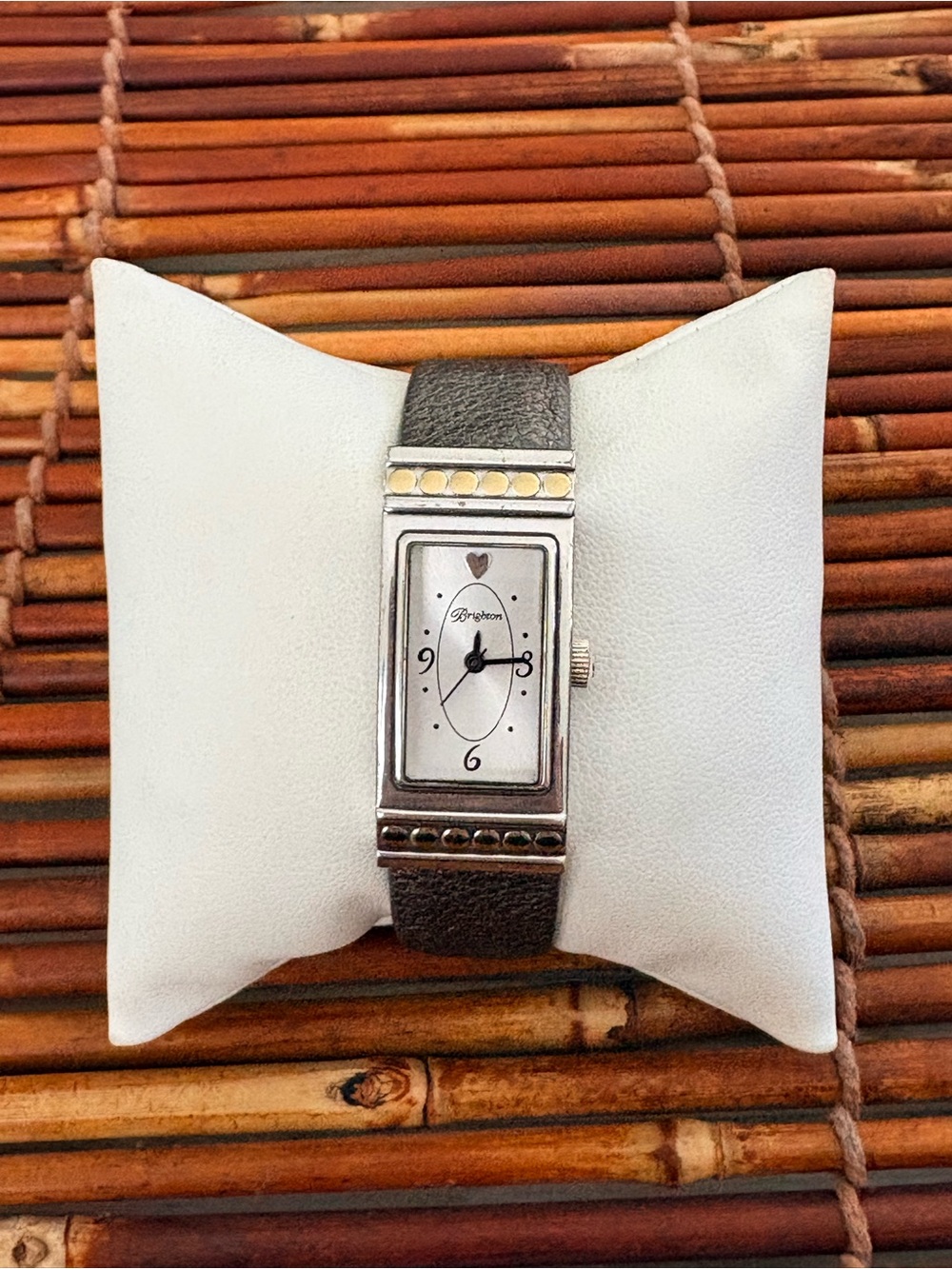 Brighton Two-Tone Rectangular Women's Watch with Gray Strap Needs Battery